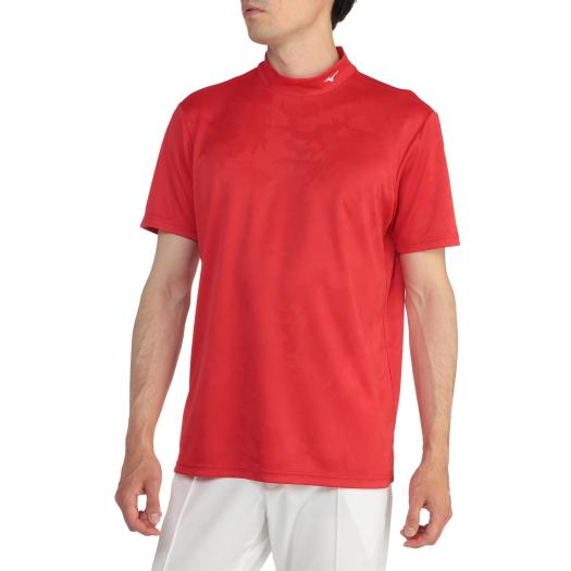 MIZUNO SHOP [ミズノ公式オンラインショップ] ダブルジャガード半袖モックネックシャツ[メンズ] 62 レッド E2MA2023の画像