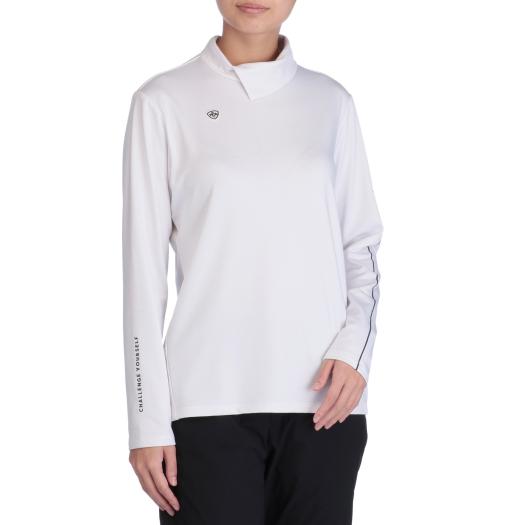 MIZUNO SHOP [ミズノ公式オンラインショップ] ハーフカラースタンドネックシャツ[ウィメンズ] 01 ホワイト E2MA2733の画像