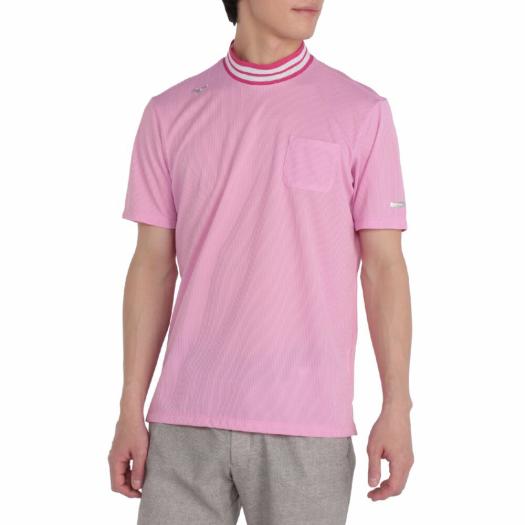 MIZUNO SHOP [ミズノ公式オンラインショップ] 【汗処理／通気】ドライエアロフローメッシュ半袖リブ衿モックネックシャツ メンズ 65 ライトピンク E2MAC011