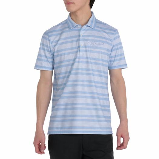 MIZUNO SHOP [ミズノ公式オンラインショップ] 鹿の子マルチボーダープリント半袖共衿シャツ メンズ 72 ライトブルー×ホワイト E2MAC015