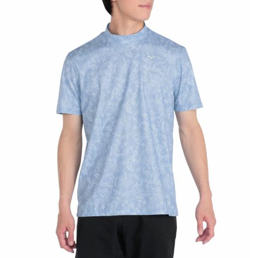 MIZUNO SHOP [ミズノ公式オンラインショップ] 鹿の子リーフプリント半袖共衿モックネックシャツ メンズ 28 ライトブルー E2MAC017