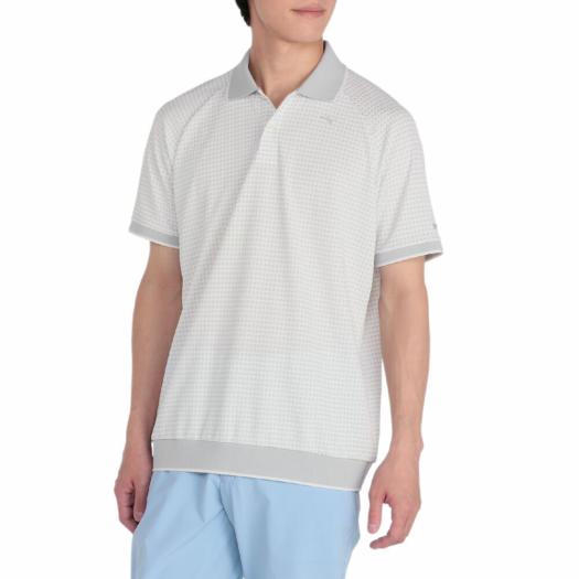 MIZUNO SHOP [ミズノ公式オンラインショップ] ニットジャガードギンガム半袖リブ衿シャツ メンズ 05 グレー E2MAC019