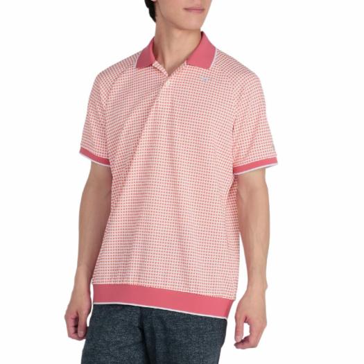 MIZUNO SHOP [ミズノ公式オンラインショップ] ニットジャガードギンガム半袖リブ衿シャツ メンズ 60 パラダイスピンク E2MAC019
