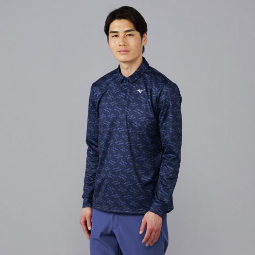 MIZUNO SHOP [ミズノ公式オンラインショップ] 総柄グラフィックプリント長袖シャツ メンズ 13 ネイビー E2MAC502