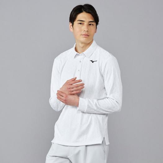 MIZUNO SHOP [ミズノ公式オンラインショップ] ニットジャガード共衿長袖シャツ メンズ 01 ホワイト E2MAC506