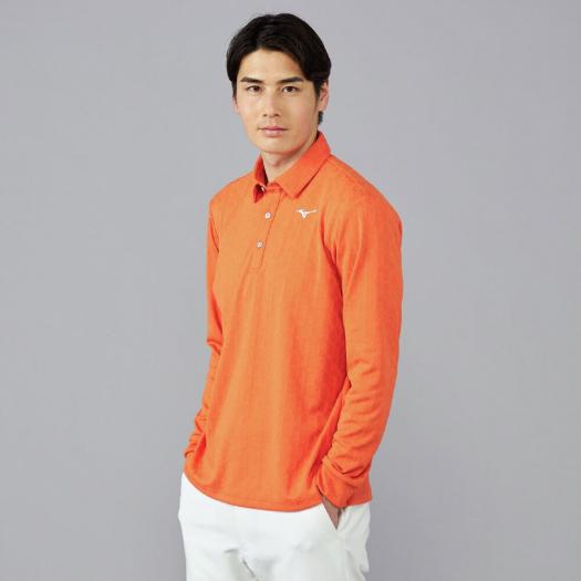 MIZUNO SHOP [ミズノ公式オンラインショップ] ニットジャガード共衿長袖シャツ メンズ 53 オレンジ E2MAC506