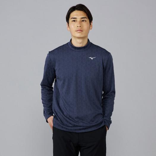 MIZUNO SHOP [ミズノ公式オンラインショップ] ニットジャガードモックネック長袖シャツ メンズ 14 ディープネイビー E2MAC507
