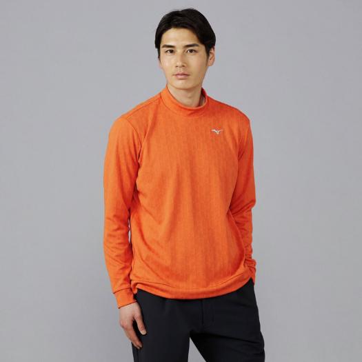 MIZUNO SHOP [ミズノ公式オンラインショップ] ニットジャガードモックネック長袖シャツ メンズ 53 オレンジ E2MAC507