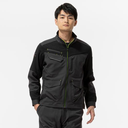 MIZUNO SHOP [ミズノ公式オンラインショップ] ワークジャケット ストレッチ(大きいサイズ／ネーム刺繍対応／制電) ユニセックス 08 チャコール×ブラック F2JE11