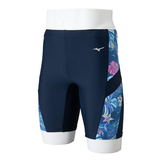 MIZUNO SHOP [ミズノ公式オンラインショップ] アクアフィットネス用ハーフスパッツ(立体カップ付) メンズ 82 ネイビー×ブルー N2JBC116