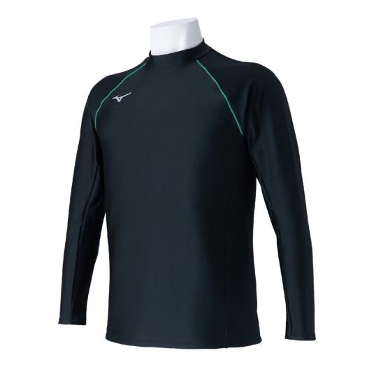 MIZUNO SHOP [ミズノ公式オンラインショップ] ラッシュガード ジュニア 93 ブラック×グリーン N2JCC401