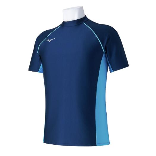 MIZUNO SHOP [ミズノ公式オンラインショップ] ラッシュガード ジュニア 82 ネイビー×ターコイズ N2JCC402
