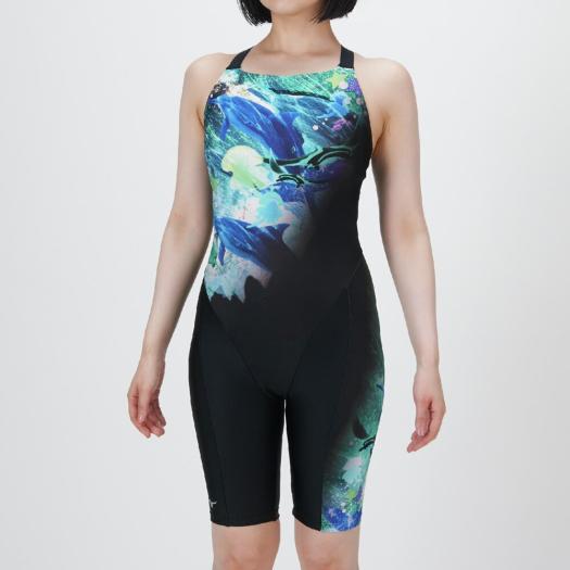 MIZUNO SHOP [ミズノ公式オンラインショップ] 【TERAKAWA AYA COLLECTION／Stroke ONE／撥水】スイムフィットネス用オールインワン ウィメンズ 94 ブラック×タ