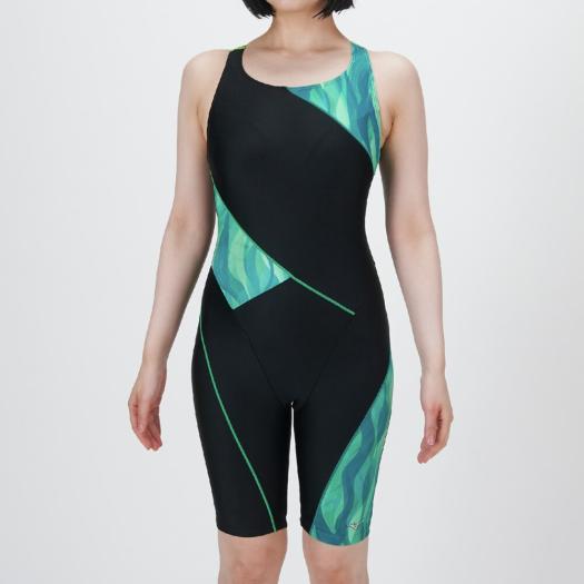 MIZUNO SHOP [ミズノ公式オンラインショップ] 【Stroke ONE／撥水】スイムフィットネス用オールインワン ウィメンズ 92 ブラック×ターコイズグリーン N2JGC313