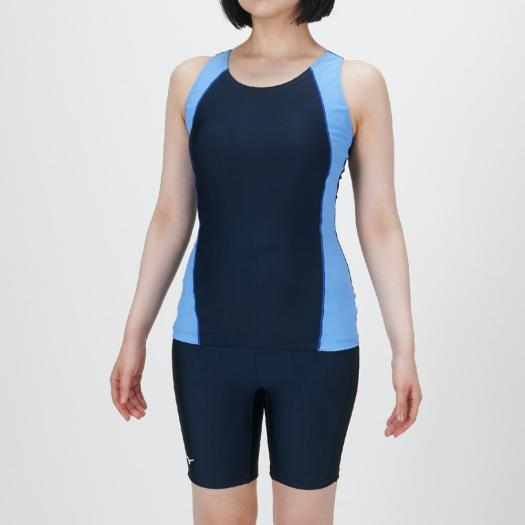 MIZUNO SHOP [ミズノ公式オンラインショップ] アクアフィットネス用セパレーツ(ボタン付) ウィメンズ 82 ネイビー×C.ブルー N2JGC314
