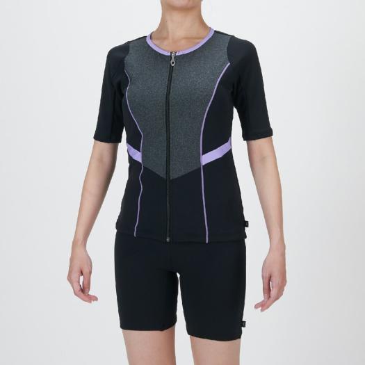MIZUNO SHOP [ミズノ公式オンラインショップ] アクアフィットネス用セパレーツ(ボタン付) ウィメンズ 97 ブラック×ラベンダー N2JGC340