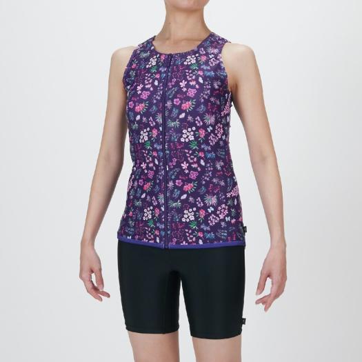 MIZUNO SHOP [ミズノ公式オンラインショップ] 【ドレスアップスイム】アクアフィットネス用セパレーツ(めくれにくいボタン付) ウィメンズ 68 パープル N2JGC343