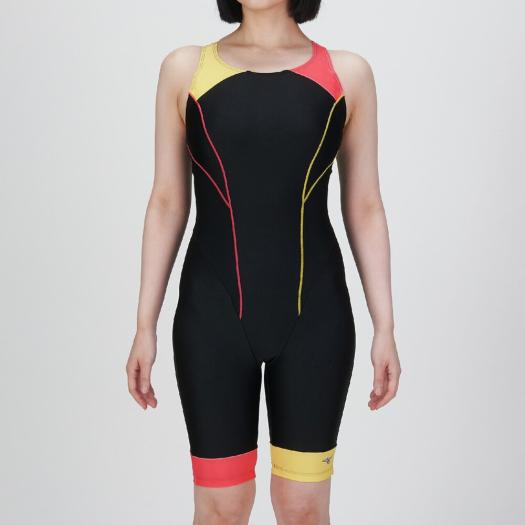 MIZUNO SHOP [ミズノ公式オンラインショップ] 【Stroke ONE／撥水】スイムフィットネス用オールインワン ウィメンズ 94 ブラック×イエロー×レッド N2JGC363
