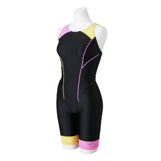 MIZUNO SHOP [ミズノ公式オンラインショップ] 【Stroke ONE／撥水】スイムフィットネス用オールインワン ウィメンズ 96 ブラック×ピンク×イエロー N2JGC363
