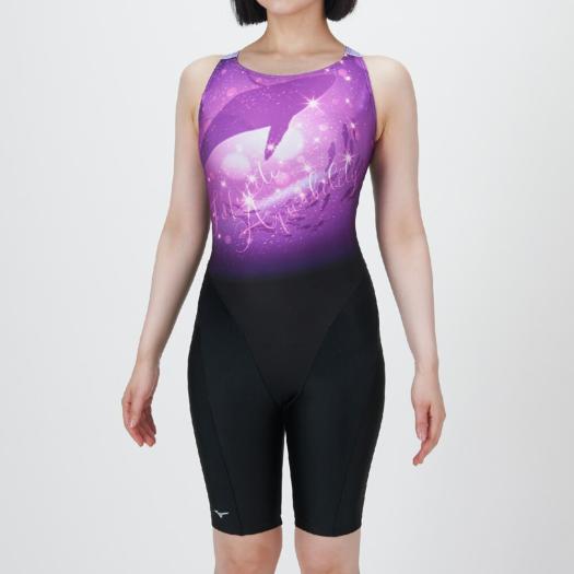 MIZUNO SHOP [ミズノ公式オンラインショップ] 【Stroke ONE／撥水】スイムフィットネス用オールインワン ウィメンズ 96 ブラック×パープル N2JGC804