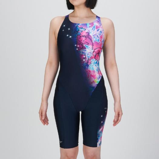 MIZUNO SHOP [ミズノ公式オンラインショップ] 【TERAKAWA AYA COLLECTION／Stroke ONE】スイムフィットネス用オールインワン ウィメンズ 82 ネイビー×ブルー N2
