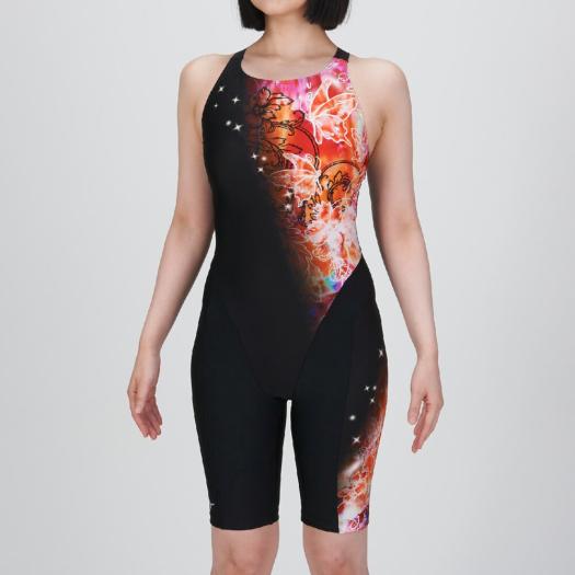 MIZUNO SHOP [ミズノ公式オンラインショップ] 【TERAKAWA AYA COLLECTION／Stroke ONE】スイムフィットネス用オールインワン ウィメンズ 95 ブラック×オレンジ