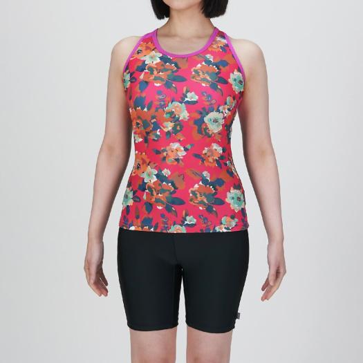 MIZUNO SHOP [ミズノ公式オンラインショップ] アクアフィットネス用セパレーツ(めくれにくいボタン付) ウィメンズ 96 ブラック×ピンク N2JGC812