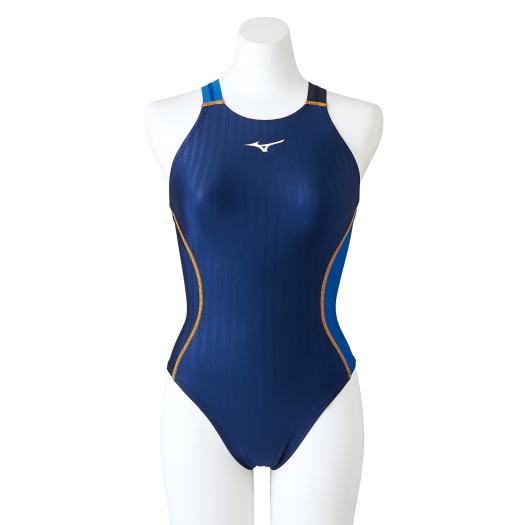 MIZUNO SHOP [ミズノ公式オンラインショップ] 競泳用ミディアムカット(レースオープンバック)[ウィメンズ] 84 ネイビー×ブルー N2MA2720の大画像