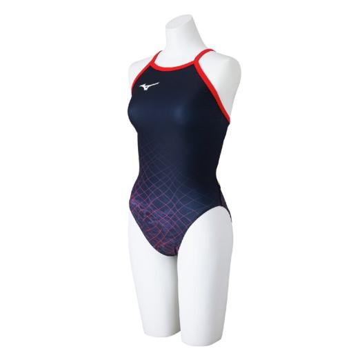 MIZUNO SHOP [ミズノ公式オンラインショップ] 競泳練習用ミディアムカット ウィメンズ 96 ブラック×レッド N2MAC271