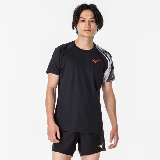 MIZUNO SHOP [ミズノ公式オンラインショップ] FUNTASTウィンドブレーカーシャツ(半袖)(バレーボール)[ユニセックス] 90 ブラック×ホワイト V2ME2101