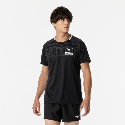 MIZUNO SHOP [ミズノ公式オンラインショップ] Funtastプラシャツ(半袖)(バレーボール)[ユニセックス] 90 ブラック×ブラック V2MAB102