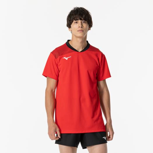 MIZUNO SHOP [ミズノ公式オンラインショップ] ゲームシャツ(半袖)(バレーボール)[ユニセックス] 62 レッド×ブラック V2MAB113