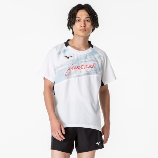 MIZUNO SHOP [ミズノ公式オンラインショップ] FUNTASTウィンドブレーカーシャツ(半袖)(バレーボール)[ユニセックス] 01 ホワイト×ピンクグロー V2ME2101