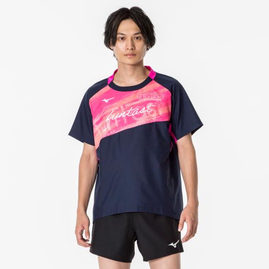MIZUNO SHOP [ミズノ公式オンラインショップ] FUNTASTウィンドブレーカーシャツ(半袖)(バレーボール)[ユニセックス] 01 ホワイト×ピンクグロー V2ME2101