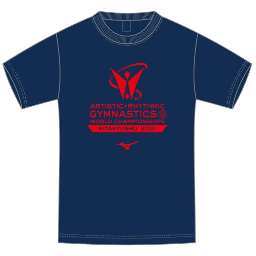 MIZUNO SHOP [ミズノ公式オンラインショップ] 2021世界体操・新体操記念Tシャツ[ユニセックス] 14 ネイビー Y2JA1T01の画像